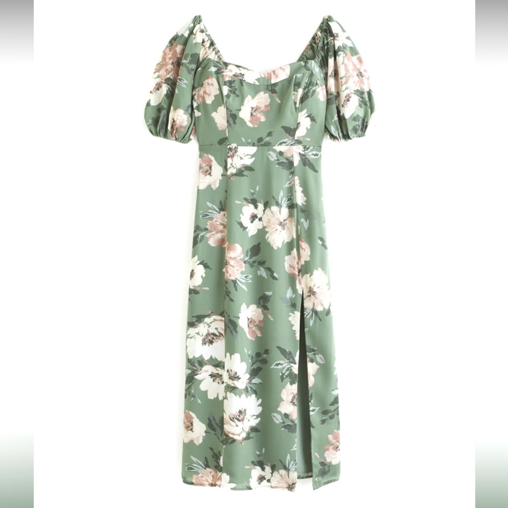 Abercrombie & Fitch Green Floral Midi Dress